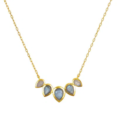 Satya Jewelry Awaken Intuition Labradorite Petal Necklace In Gold
