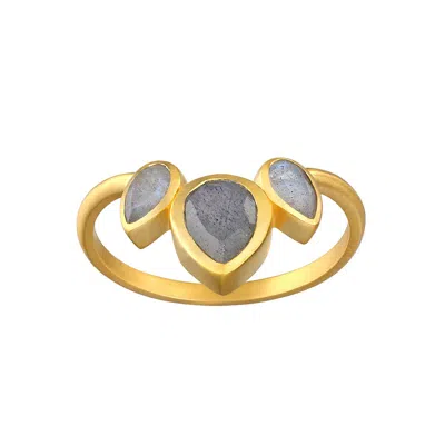 Satya Jewelry Awaken Intuition Labradorite Petal Ring In Gold