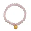 Satya Jewelry Awaken Love Mandala Rose Quartz Gemstone Bracelet In Gold