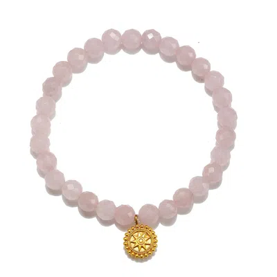 Satya Jewelry Awaken Love Mandala Rose Quartz Gemstone Bracelet In Gold