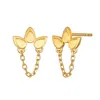 Satya Jewelry Bloom Of Hope Lotus Chain Earrings In Gold