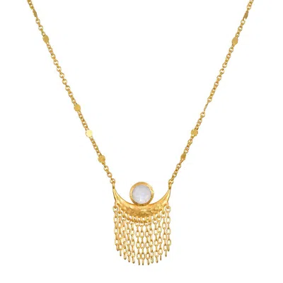 Satya Jewelry Cascade Of Starlight Moonstone Fringe Necklace In Gold