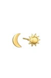 Satya Jewelry Celestial Light Moon And Sun Stud Earrings In Gold
