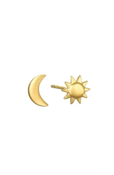 Satya Jewelry Celestial Light Moon And Sun Stud Earrings In Gold