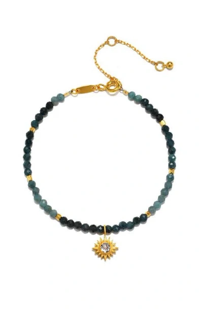 Satya Jewelry Channeling Wisdom Sapphire Starburst Beaded Bracelet In Gold
