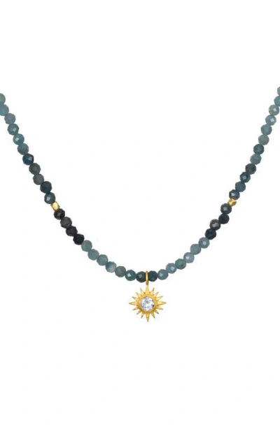 Satya Jewelry Channeling Wisdom Sapphire Starburst Beaded Choker In Blue