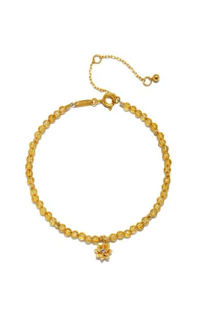 Satya Jewelry Citrine Lotus November Birthstone Bracelet In Yellow