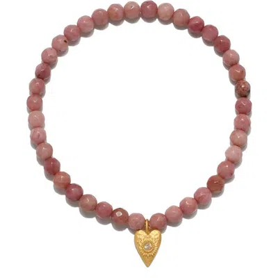 Satya Jewelry Comforted By Love Rhodonite Heart Bracelet In Burgundy
