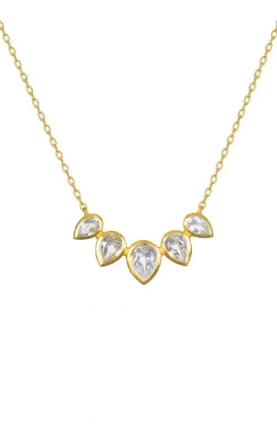 Satya Jewelry Commence With Clarity White Topaz Lotus Petal Necklace In Gold