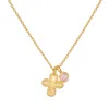 Satya Jewelry Compassionate Faith Rose Quartz Cross Necklace In Gold