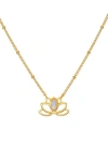 Satya Jewelry Cultivate Intuition Lotus Moonstone Necklace In Gold