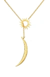 Satya Jewelry Woven Dreams Celestial Sun And Moon Lariat Necklace In Gold