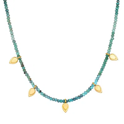 Satya Jewelry Emerging Hope Turquoise Petal Choker Necklace In Gold