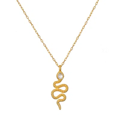 Satya Jewelry Enduring Individuality White Topaz Snake Necklace In Gold