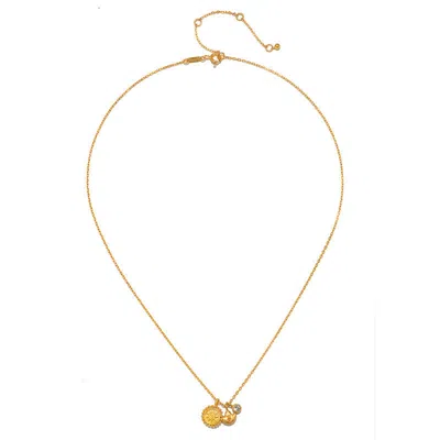 Satya Jewelry Enlightened Journey Mandala Lotus Charm Necklace In Gold