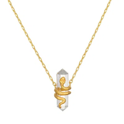 Satya Jewelry Eternal Spirit Clear Quartz Snake Necklace In Multi