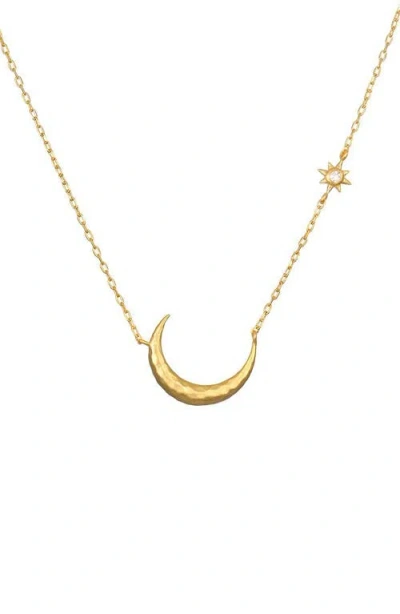 Satya Jewelry Ethereal Guide Moonstone Moon And Star Necklace In Gold