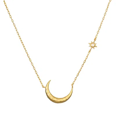 Satya Jewelry Ethereal Guide Moonstone Moon And Star Necklace In Gold