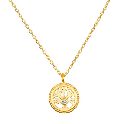 Satya Jewelry Firmly Rooted White Topaz Tree Of Life Necklace In Gold