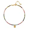 Satya Jewelry First Step Tourmaline Lotus Anklet In Multi