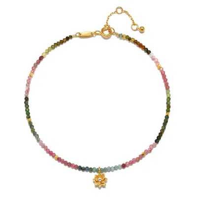 Satya Jewelry First Step Tourmaline Lotus Anklet In Multi