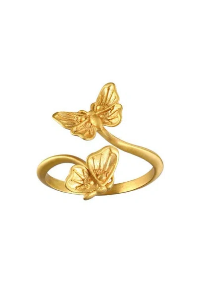 Satya Jewelry Freedom To Soar Adjustable Butterfly Ring In Gold