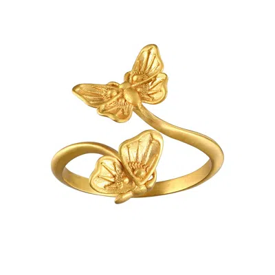 Satya Jewelry Freedom To Soar Adjustable Butterfly Ring In Gold