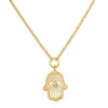 Satya Jewelry Gaining Clarity White Topaz Hamsa Reversible Necklace In Gold