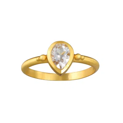 Satya Jewelry Gaining Clarity White Topaz Pear Ring In Gold