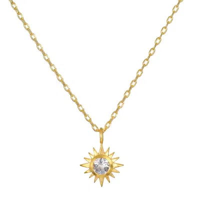 Satya Jewelry Gaining Clarity White Topaz Starburst Necklace In Gold