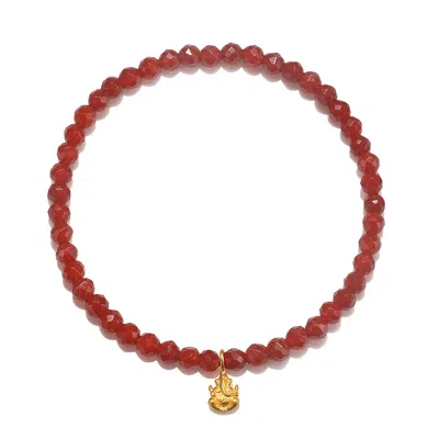 Satya Jewelry Ganesha Hindu God, Overcoming Obstacles Carnelian Gemstone Bracelet In Gold