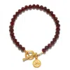 Satya Jewelry Garnet Lotus Toggle Bracelet In Gold