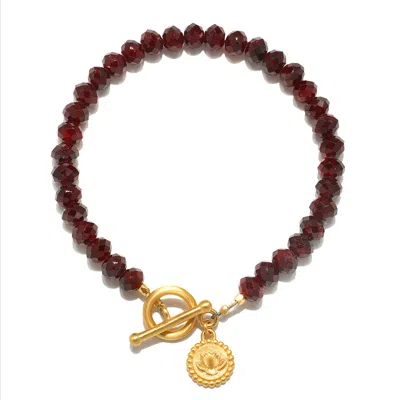 SATYA JEWELRY GARNET LOTUS TOGGLE BRACELET