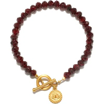Satya Jewelry Garnet Lotus Toggle Bracelet In Red