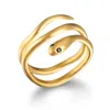 Satya Jewelry Gold Coils Black Snake Ring In Gold