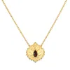 Satya Jewelry Grounded In Strength Garnet Lotus Necklace In Gold