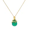 Satya Jewelry Guiding Energy Green Onyx Snake Necklace In Gold