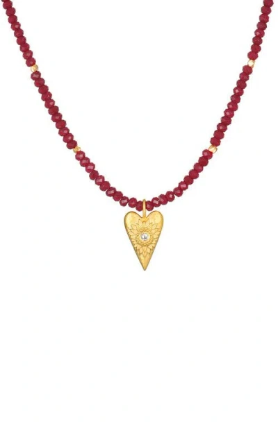 Satya Jewelry Healing Heart Red Onyx Heart Necklace In Brown