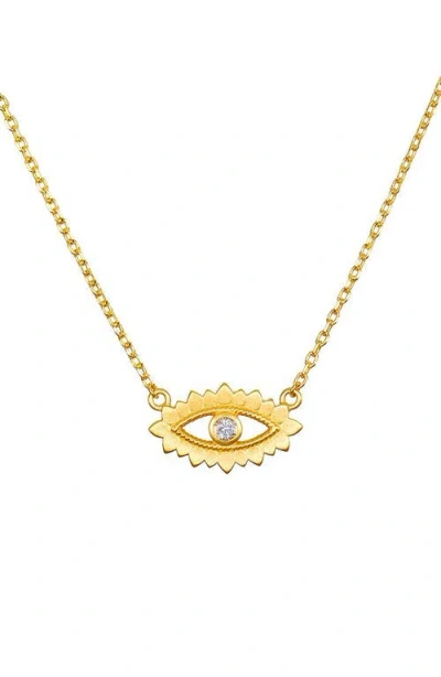 Satya Jewelry Ignite Intuition White Topaz Evil Eye Necklace In Gold