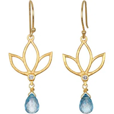 Satya Jewelry Ignite Renewal Blue Topaz Lotus Drop Earrings In Burgundy