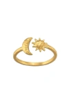 Satya Jewelry Illuminated Spirit Moon Sun Adjustable Ring In Gold