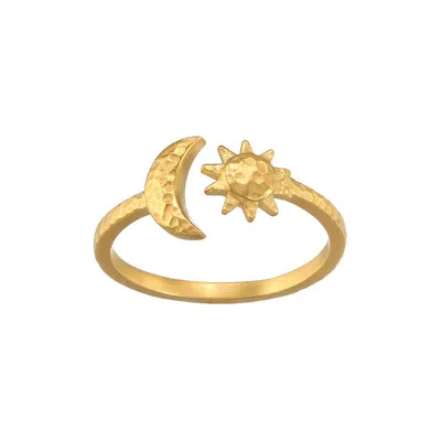 Satya Jewelry Illuminated Spirit Moon Sun Adjustable Ring In Gold