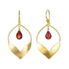 Satya Jewelry Infinite Possibilities Garnet Lotus Earrings In Gold