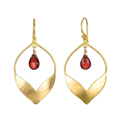 SATYA JEWELRY INFINITE POSSIBILITIES GARNET LOTUS EARRINGS