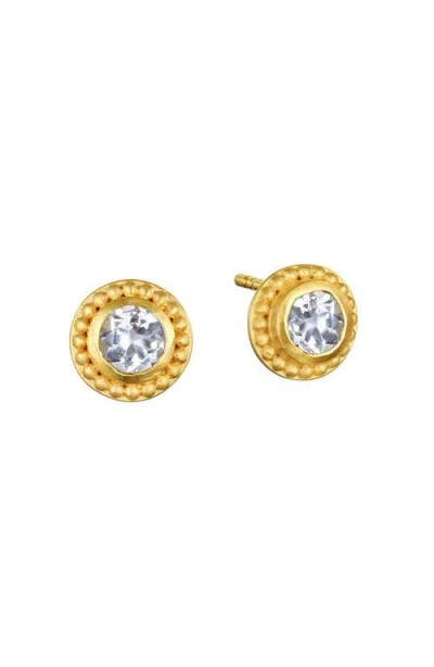 Satya Jewelry Insightful Spirit White Topaz Stud Earrings In Gold
