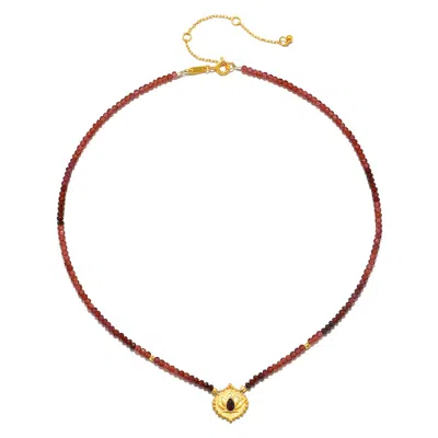 Satya Jewelry Internal Fire Garnet Lotus Choker Necklace In Red