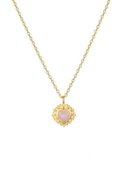 Satya Jewelry Journey To Love Rose Quartz Lotus Heart Necklace In Burgundy