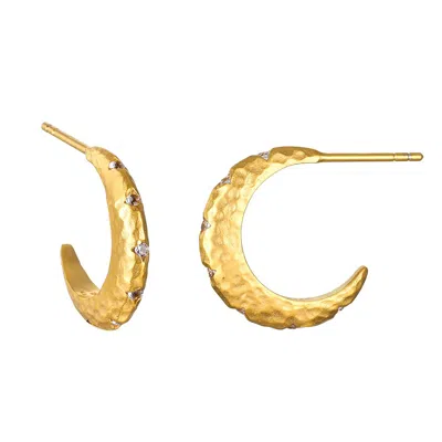 Satya Jewelry Kindred Spirits Sparkling Moon Hoops In Gold