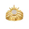 Satya Jewelry Light Seeker Moonstone Starburst Nested Ring Set In Gold