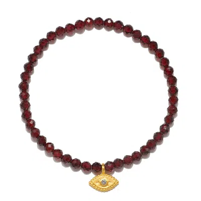 Satya Jewelry Loving Protection Garnet Evil Eye Bracelet In Gold